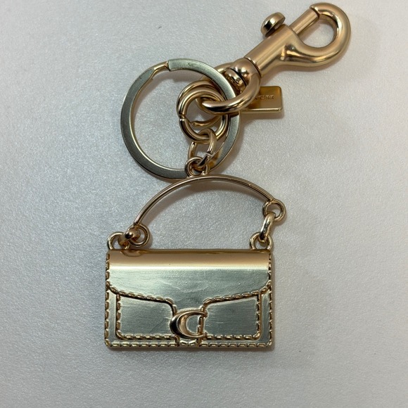 Coach Accessories - Coach Mini Tabby Bag Keychain Charm Gold Metal Logo Key Fob Box